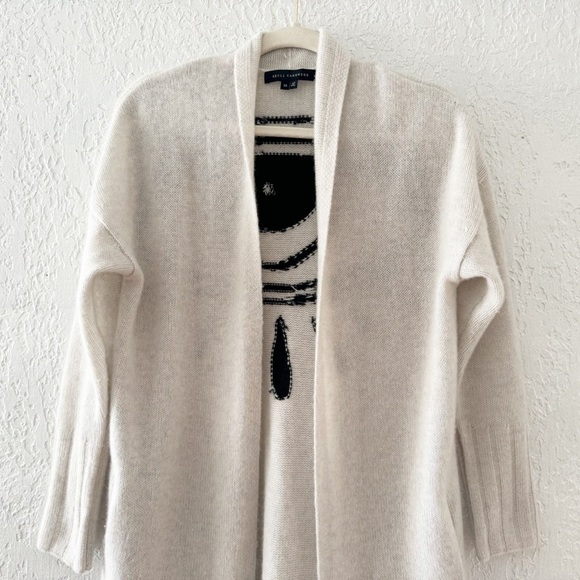 Skull Cashmere Jansen Eye Cardigan Duster Sweater Open Front Long Boho Cream XS - Picture 5 of 13